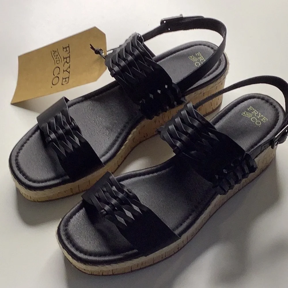 Frye and Co. Size 10 Women’s Black Lavish Wedge Sandal. New With Tags. - Picture 9 of 10